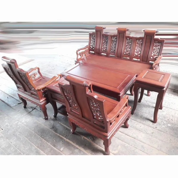 Salon gỗ phong cách Á Đông 6 món gỗ căm xe mẫu Phúc An