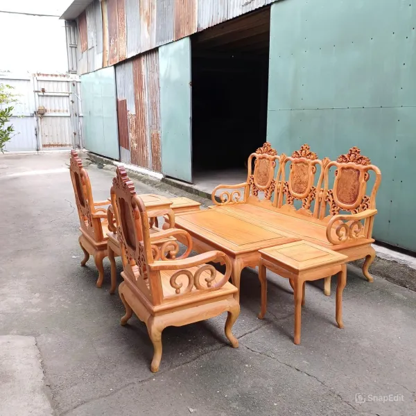 Salon gỗ phong cách Á Đông 7 món gỗ gõ mẫu Thái Sư