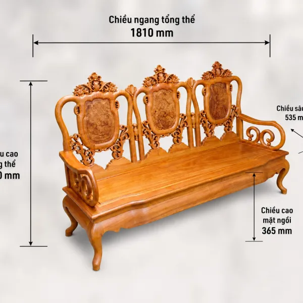Salon gỗ phong cách Á Đông 7 món gỗ gõ mẫu Thái Sư