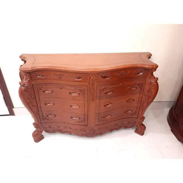 Kệ TV - Tủ hộc kéo - Tủ commode cổ điển ngang 1m6 gỗ gõ đỏ mẫu Hoàng Gia