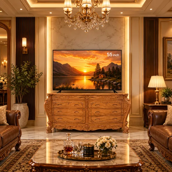 Kệ TV - Tủ hộc kéo - Tủ commode cổ điển ngang 1m6 gỗ gõ đỏ mẫu Hoàng Gia