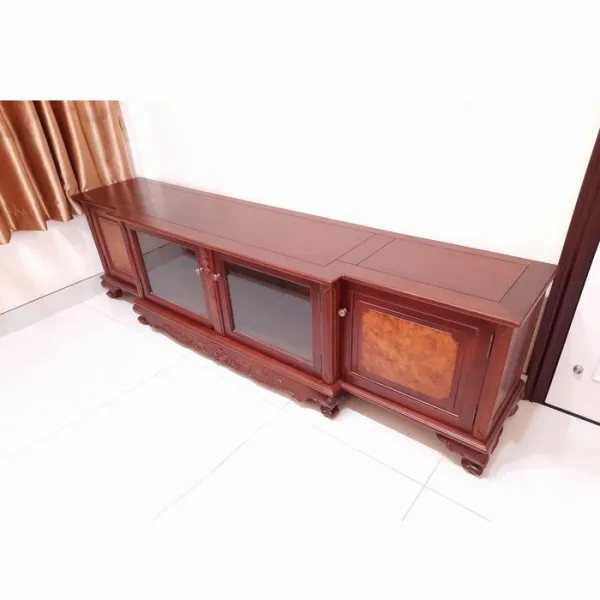 Kệ TV - Tủ búp phê cổ điển gỗ căm xe ốp nu mẫu Slim