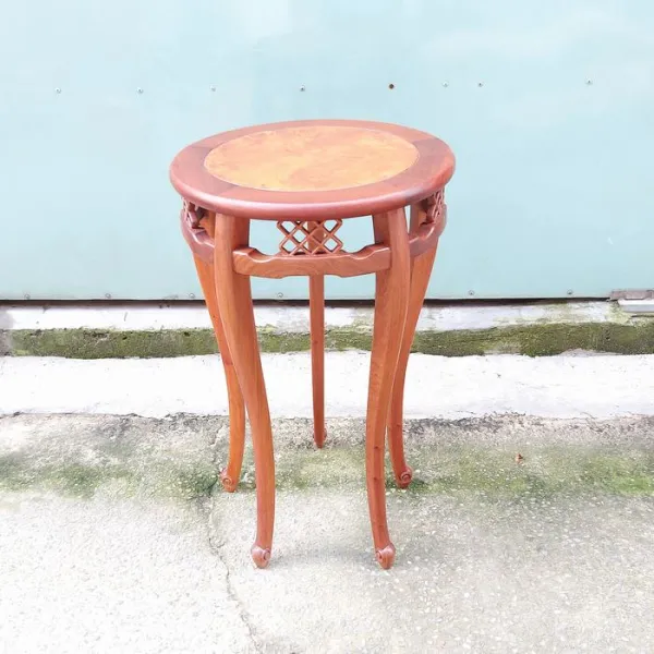 Đôn tròn - Bàn bên - Bàn trang trí - Bàn trà phong cách Á Đông gỗ hương mặt nu mẫu Minh Nguyệt cao