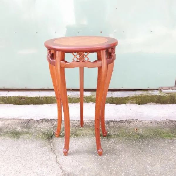Đôn tròn - Bàn bên - Bàn trang trí - Bàn trà phong cách Á Đông gỗ hương mặt nu mẫu Minh Nguyệt cao