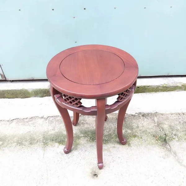 Đôn tròn - Bàn bên - Bàn trang trí - Bàn trà phong cách Á Đông gỗ hương mẫu Minh Nguyệt thấp