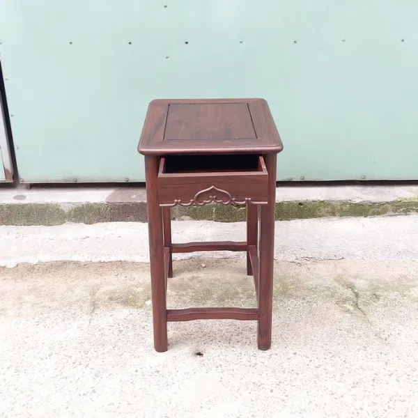 Đôn chữ nhật - Bàn bên - Bàn trang trí - Bàn trà phong cách Á Đông gỗ chiu liu (muồng đen, chiêu liêu) mẫu Trái Tim có hộc kéo