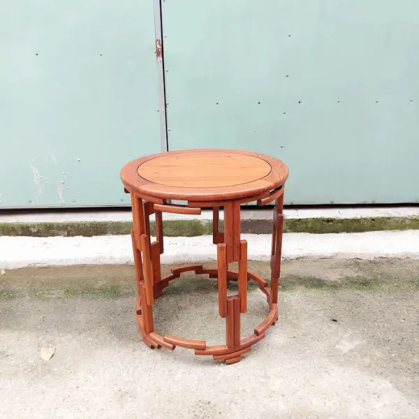 Đôn tròn - Bàn bên - Bàn trang trí - Bàn trà gỗ hương mẫu Bonsai lớn sơn nhạt