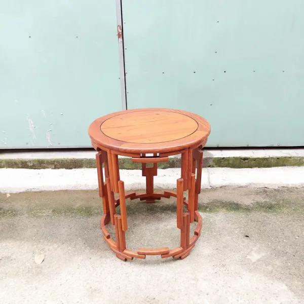 Đôn tròn - Bàn bên - Bàn trang trí - Bàn trà gỗ hương mẫu Bonsai lớn sơn nhạt