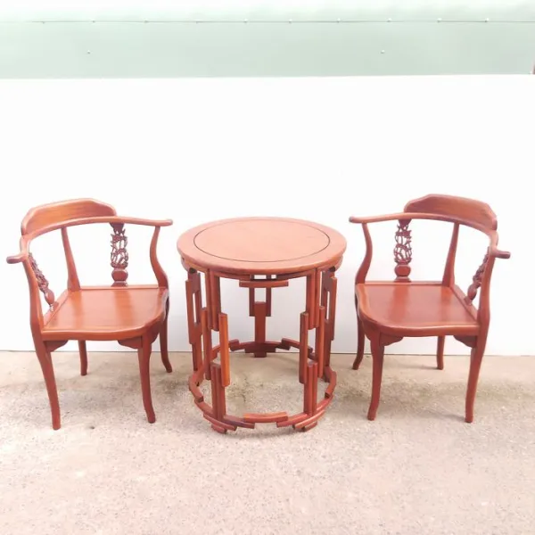 Đôn tròn - Bàn bên - Bàn trang trí - Bàn trà gỗ hương mẫu Bonsai lớn sơn nhạt