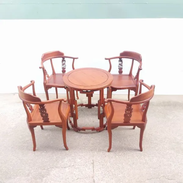 Đôn tròn - Bàn bên - Bàn trang trí - Bàn trà gỗ hương mẫu Bonsai lớn sơn nhạt
