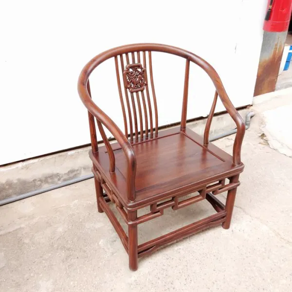 Bộ bàn ghế Minh 3 món gỗ chiu liu (muồng đen, chiêu liêu) lưng kẻ sọc chạm nghê