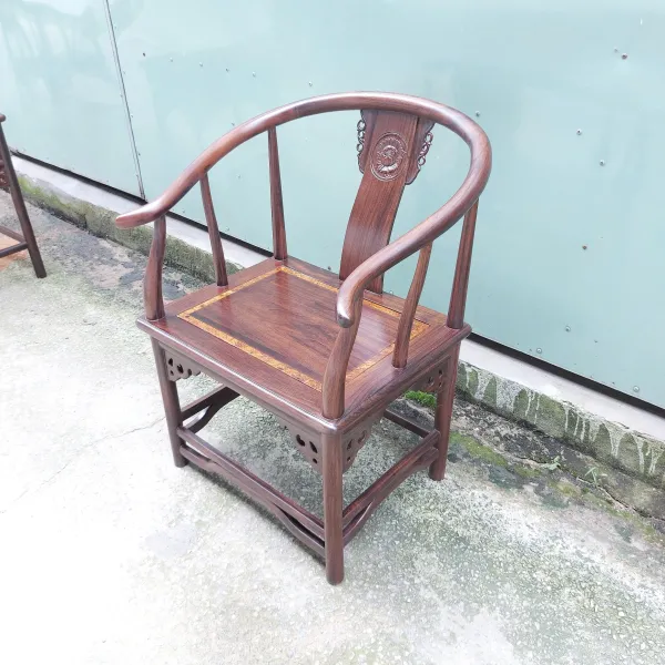 Bộ bàn ghế Minh 3 món gỗ chiu liu (muồng đen, chiêu liêu) lưng chạm hoa sen