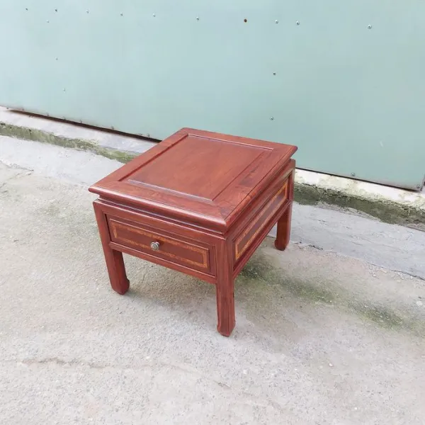 Đôn vuông - Bàn bên - Bàn trang trí - Bàn trà có hộc kéo mẫu An Nhiên gỗ hương