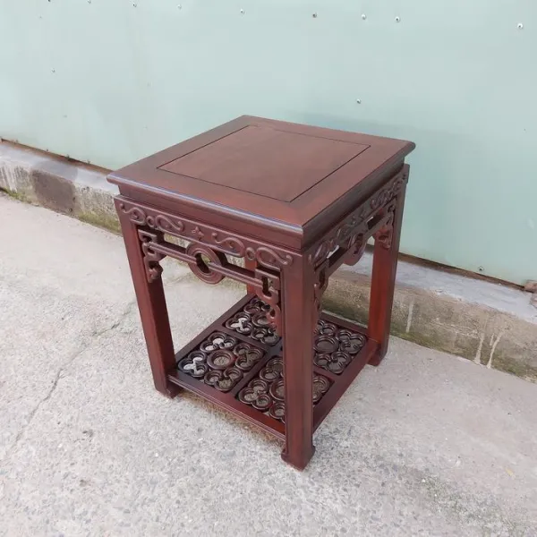 Đôn - Bàn bên - Bàn trang trí gỗ hương mẫu Đồng Tiền nhỏ sơn đậm