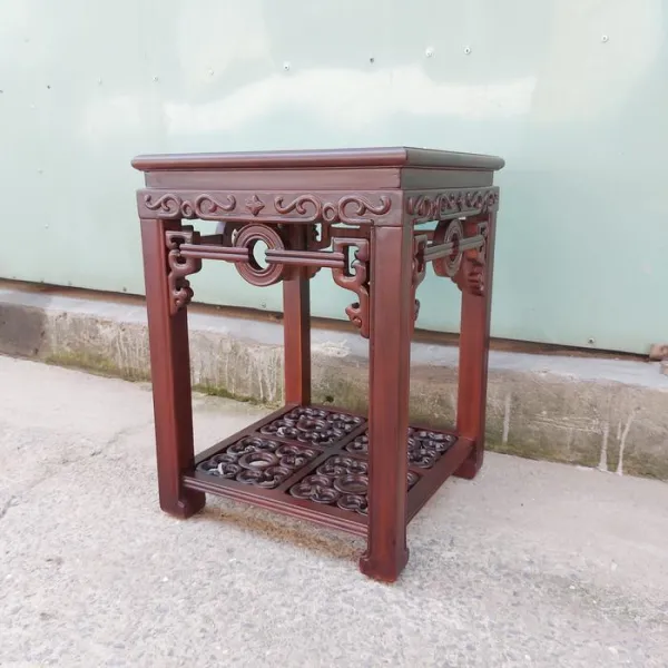Đôn - Bàn bên - Bàn trang trí gỗ hương mẫu Đồng Tiền nhỏ sơn đậm