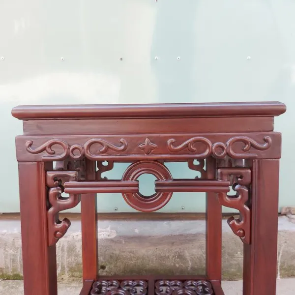 Đôn - Bàn bên - Bàn trang trí gỗ hương mẫu Đồng Tiền nhỏ sơn đậm