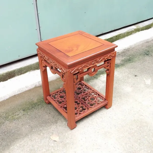 Đôn - Bàn bên - Bàn trang trí gỗ hương mẫu Đồng Tiền nhỏ sơn nhạt