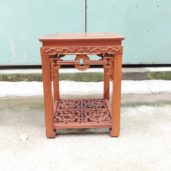 Đôn - Bàn bên - Bàn trang trí gỗ hương mẫu Đồng Tiền nhỏ sơn nhạt