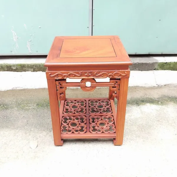 Đôn - Bàn bên - Bàn trang trí gỗ hương mẫu Đồng Tiền nhỏ sơn nhạt