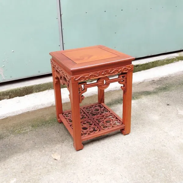 Đôn - Bàn bên - Bàn trang trí gỗ hương mẫu Đồng Tiền nhỏ sơn nhạt