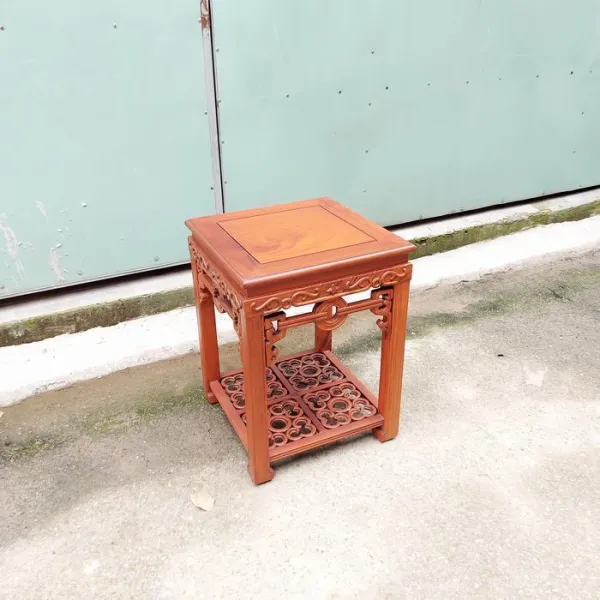 Đôn - Bàn bên - Bàn trang trí gỗ hương mẫu Đồng Tiền nhỏ sơn nhạt