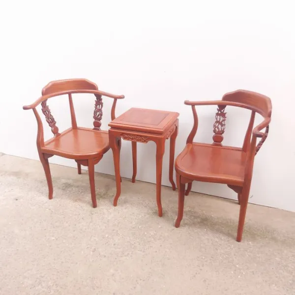 Bộ bàn ghế phong cách Á Đông 3 món gõ đỏ mẫu Mai Ngọc
