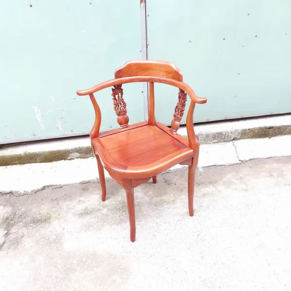 Bộ bàn 4 ghế: Bàn trà lục giác gỗ căm xe + Ghế góc mai gỗ căm xe
