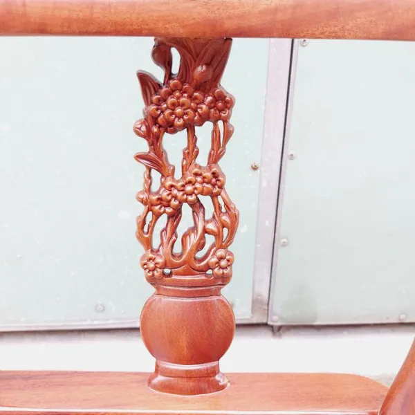 Bộ bàn 4 ghế: Bàn trà lục giác gỗ căm xe + Ghế góc mai gỗ căm xe