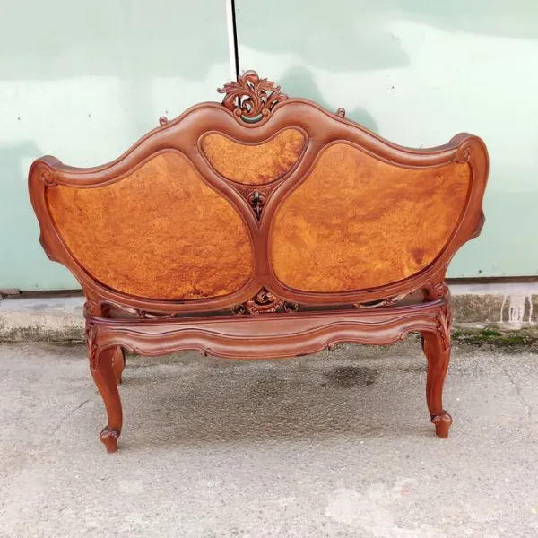Bộ ghế salon ốp nu phong cách cổ điển châu Âu mẫu Louis 3 món gỗ cẩm lai
