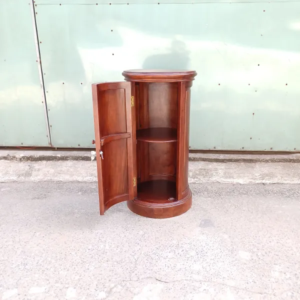 Đôn trụ tròn - Tủ trụ tròn có khóa gỗ lát