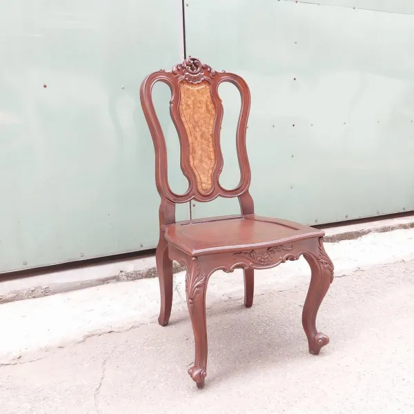Bộ bàn ovan cổ điển 8 ghế: Bàn gỗ chiu liu mẫu Nam Phương + Ghế gỗ kempas lưng nu mẫu Boston