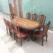 Bộ bàn ovan cổ điển 8 ghế: Bàn gỗ chiu liu mẫu Nam Phương + Ghế gỗ kempas lưng nu mẫu Boston