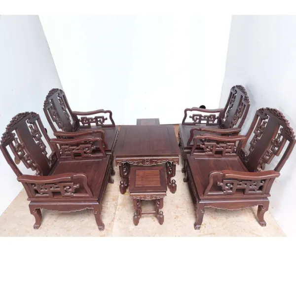 Salon gỗ phong cách Á Đông 7 món gỗ chiu liu (muồng đen, chiêu liêu) mẫu Tường An