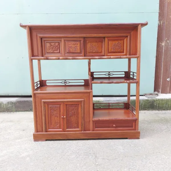 Kệ trang trí - Kệ trưng bày - Kệ sách phong cách Á Đông gỗ hương mẫu Bốn Mùa
