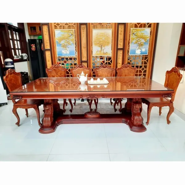 Bàn chữ nhật cổ điển 10 ghế mẫu Anh Vũ