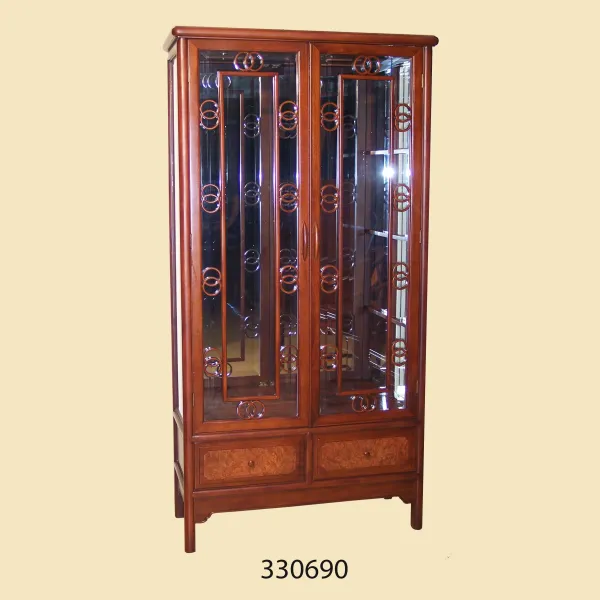 Tủ ly - Tủ rượu 2 cánh ốp nu phong cách Á Đông mẫu Thượng Hải