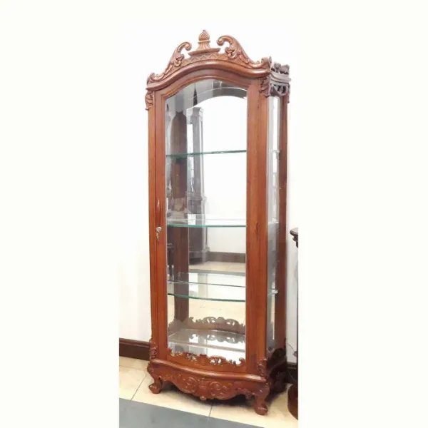  Tủ ly - Tủ rượu 1 cánh cổ điển ngang 70 kính cong gỗ hương mẫu Caroline kiểu 2