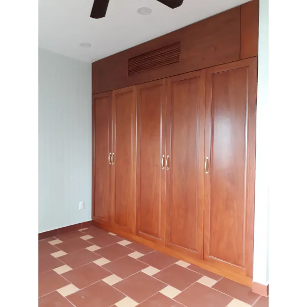 Tủ áo âm tường 5 cánh gỗ hồng đào