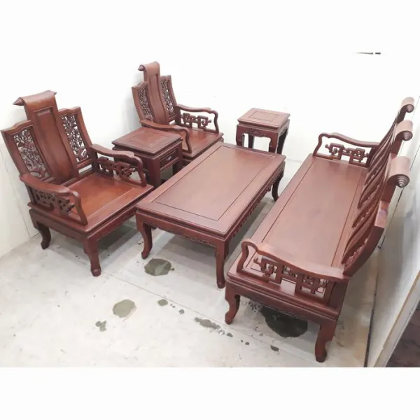 Salon gỗ phong cách Á Đông 6 món gỗ căm xe mẫu Phúc An