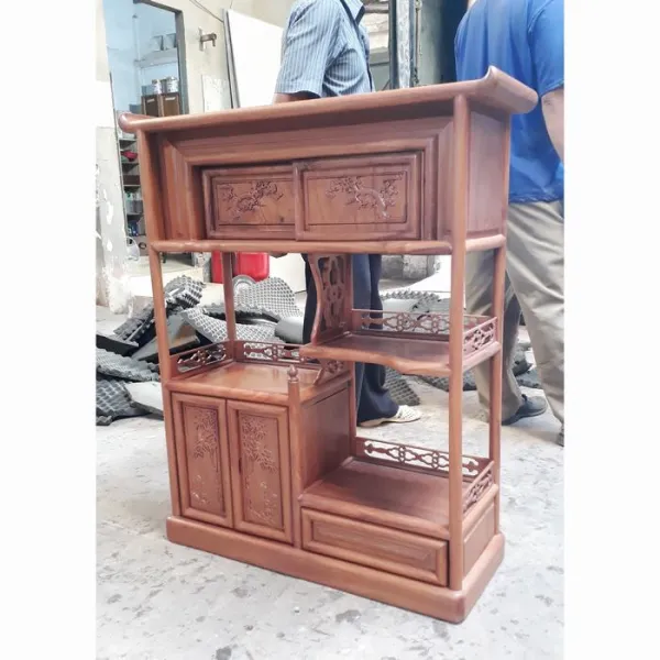 Kệ trang trí - Kệ trưng bày - Kệ sách mini phong cách Á Đông gỗ gõ đỏ