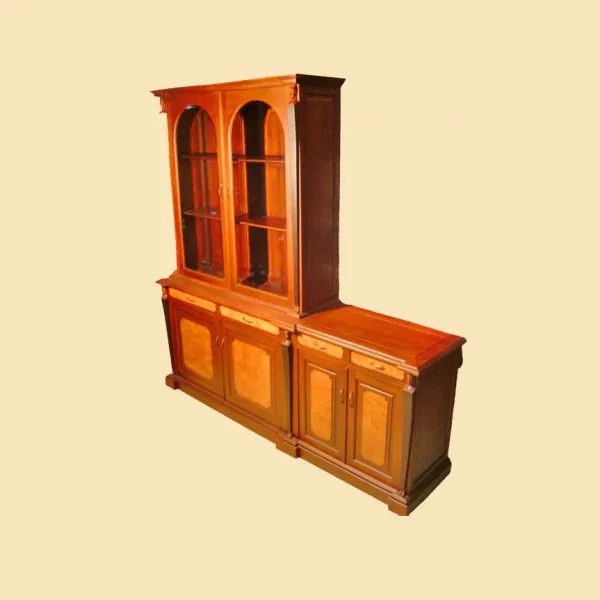 Tủ hồ sơ - Tủ sách hình chữ L ốp nu phong cách cổ điển châu Âu