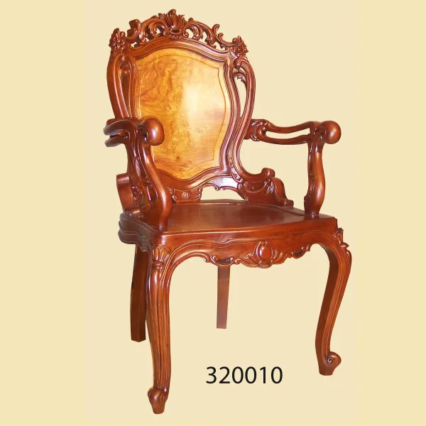 Ghế có tay cổ điển gỗ hương lưng nu nguyên tấm mẫu Alexander