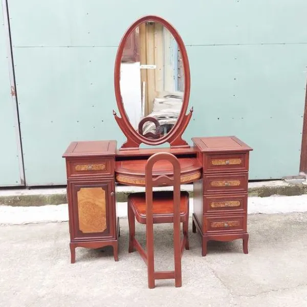 Bàn phấn - Bàn trang điểm cổ điển gỗ căm xe ốp nu mẫu Bạch Tuyết kiểu 3