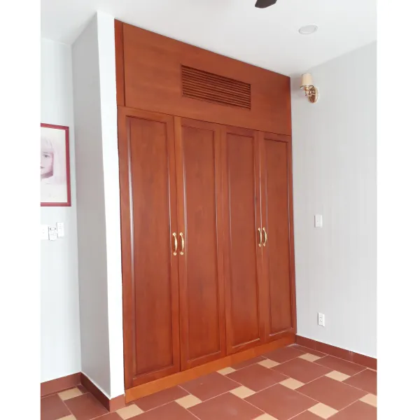 Tủ áo âm tường 4 cánh gỗ hồng đào