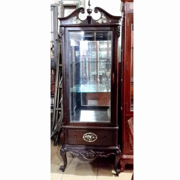  Tủ ly - Tủ rượu 1 cánh cổ điển ngang 68 cm gỗ chiu liu (muồng đen, chiêu liêu) cẩn ốc mẫu Aladin