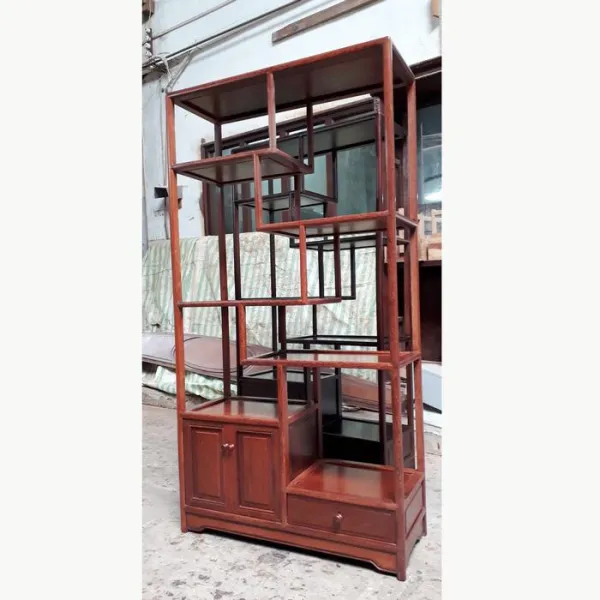 Kệ trang trí - Kệ trưng bày - Kệ sách phong cách Á Đông ngang 78 cm gỗ kempas mẫu Ziczac