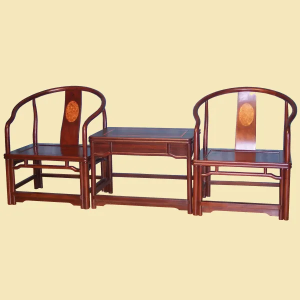 Bộ bàn ghế  Minh tay tròn lưng ốp nu 3 món gỗ chiu liu (muồng đen, chiêu liêu)