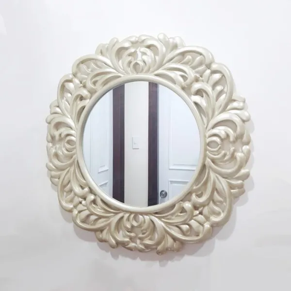 Khung gương tròn sơn nhũ vàng mẫu Bông Cúc