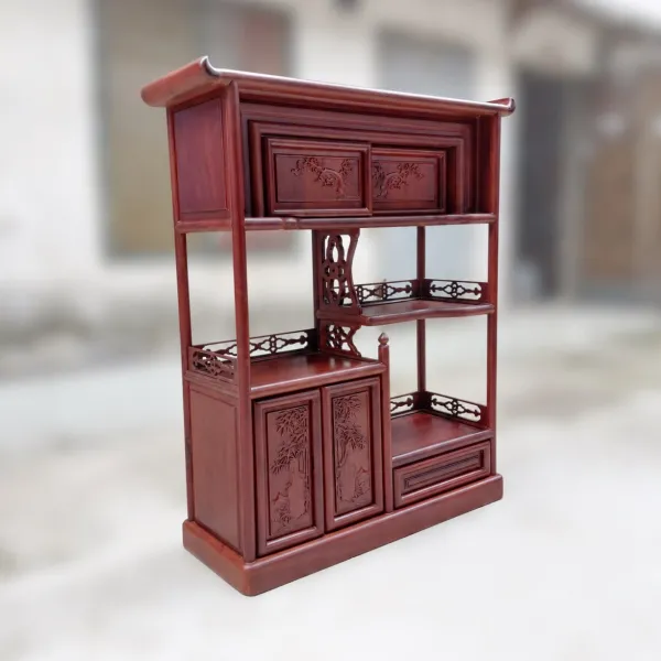 Kệ trang trí - Kệ trưng bày - Kệ sách mini phong cách Á Đông gỗ căm xe