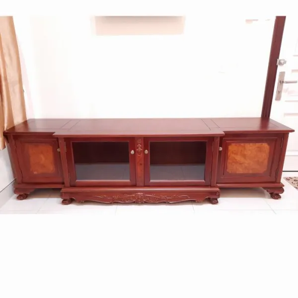 Kệ TV - Tủ búp phê cổ điển gỗ căm xe ốp nu mẫu Slim